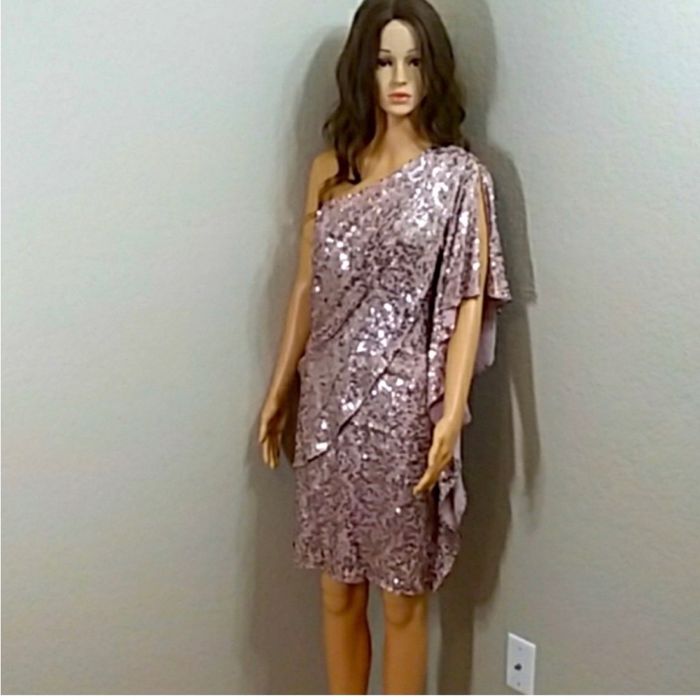 Pink sequin badgley mischka dress